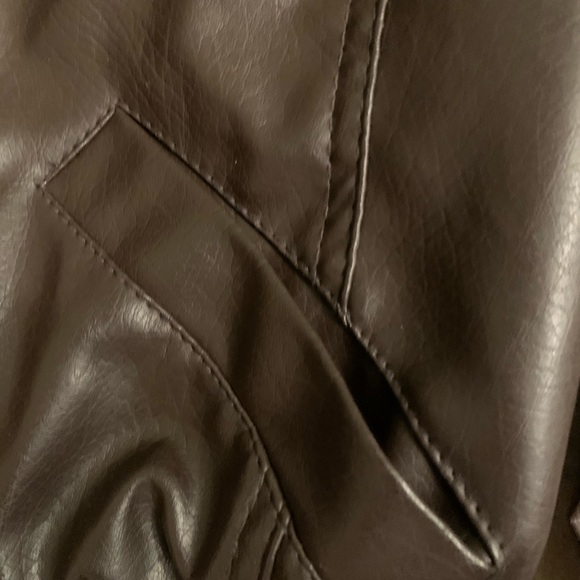 Size M chocolate brown faux leather moto jacket. - Picture 9 of 9